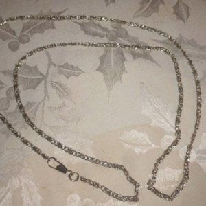 Women Vintage Silver Toned Paper Clip Open Link Chain Necklace
